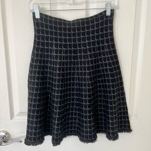 Max Studio Black and Gray Grid A-Line Skirt